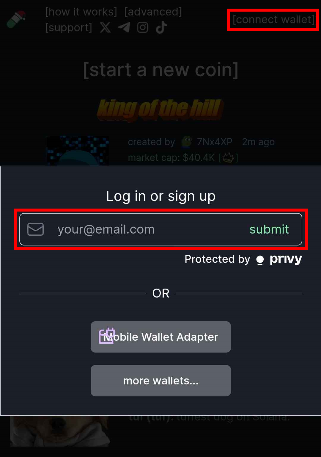 Login with email